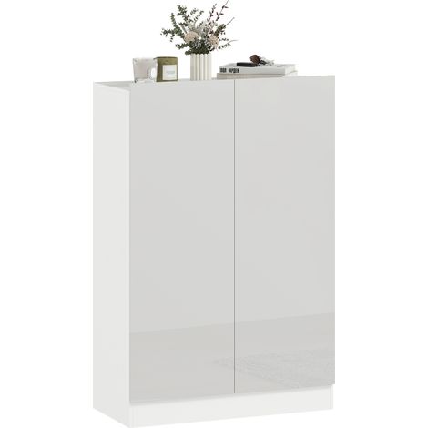 Meuble à chaussures pour 20 paires, finition laquée brillante, 5 étagères réglables, 72 x 34,5 x 103 cm, blanc