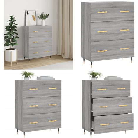 Sideboard Grau Sonoma 69,5x34x90 cm Holzwerkstoff - Sideboard - Wohnzimmermöbel - Holzmöbel - Grau - Schublade - Home & Living (1/5)