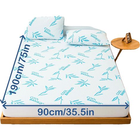 Protector de colchón, impermeable, transpirable, azul claro, 140x200x36cm (1/2)