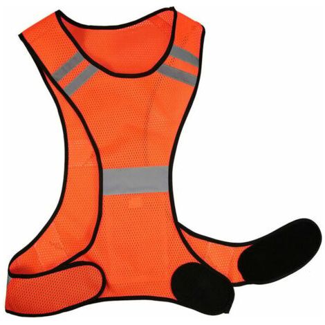 Leger Respirant Mesh Gilet Reflechissant Haute Visibilite Gilet De Securite De Vitesse Pour Running Marche Cyclisme Jogging, Orange (1/5)