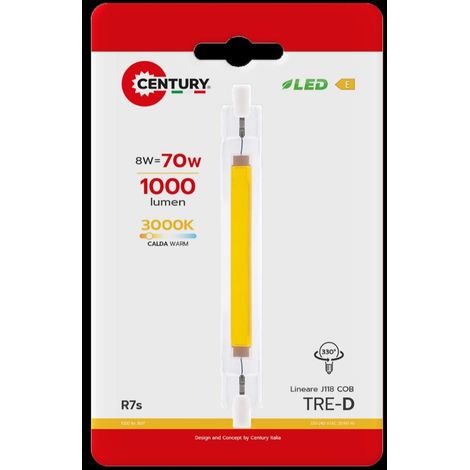 Century lampada  led tre-d cob 8w r7s 3000k 1.000 lm trcob-0811830bl (1/4)