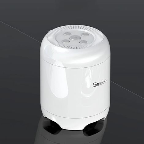 Mini enceinte Bluetooth (blanche), portable, basses puissantes, 18 heures d'autonomie, son stéréo clair (1/5)