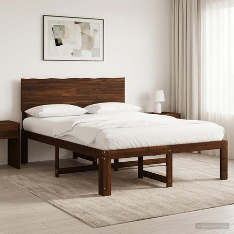 vidaXL Cama doble con cabecero ROSTOCK Marrón Oscuro 160 x 200 cm (1/5)