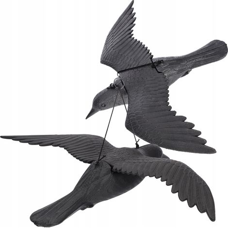 KADAX Vogelabschreckung aus Kunststoff, Plastik, Fliegende Krähe, 2 Stück