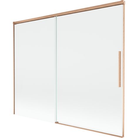 Mexen Rox paravento da bagno a 2 ante scorrevoli 190 x 150 cm, trasparente, rame spazzolato - 8C9-190-001-65-00