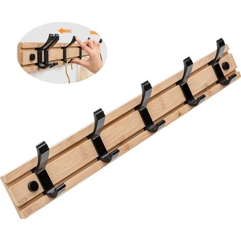 Hooks Wall Mounted Coat Rack, Mobile Coat Hooks Wall Mounted Hook for Towels Hat Hanging Coats Scarves Handbags and More (1/4)