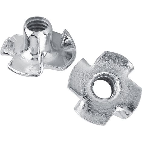 Écrous en T en acier au carbone à quatre griffes, pièces captives pour le travail du bois (M8 x 30 pièces) (1/5)