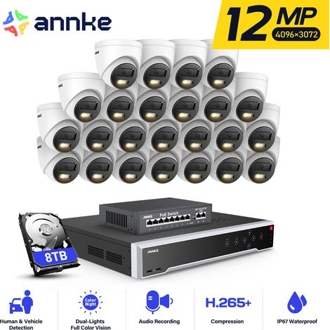 ANNKE 12MP Kit de Vidéosurveillance Extérieure 32CH NVR 24×Caméras Intelligente Double Lumière Vision Nocturne,Alerte Email Détection Mouvement Caméra de Surveillance APP/PC à Distance 8TB (1/5)
