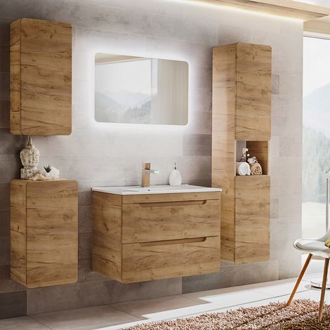 Badezimmer Komplettset LUTON-56-CRAFT in Wotan Eiche Nb. B/H/T ca. 180/200/46 cm (1/5)