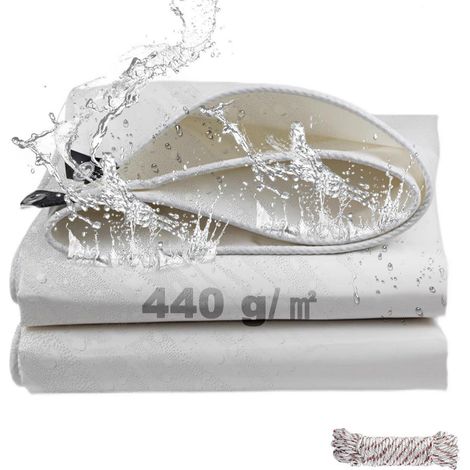 Abdeckplane 440 g/m² wasserdicht mit Ösen, 2x3m PVC Schutzplane UV-beständig (1/5)