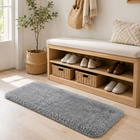 Tapis de Salon Shaggy Tapis Chambre Moderne à Poils Longs et Moelleux, Grand Doux Tapis de Sol Pelucheux Dessous Antidérapant, Gris Colombe, 80x150cm (1/5)