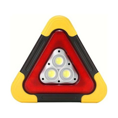 Triangle de Signalisation Solaire LED Portable – Lumière d’Avertissement Haute Visibilité avec COB Haute Intensité, Rechargeable USB