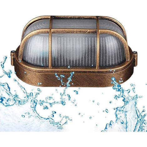 Applique D'extérieur Lampe Murale Industrielle Rétro Lampe De Bateau Ovale hublot Lampe, elliptique Plafonnier Applique Éclairage Luminaire, Pour l’Intérieur et l’Extérieur E27 (1/5)