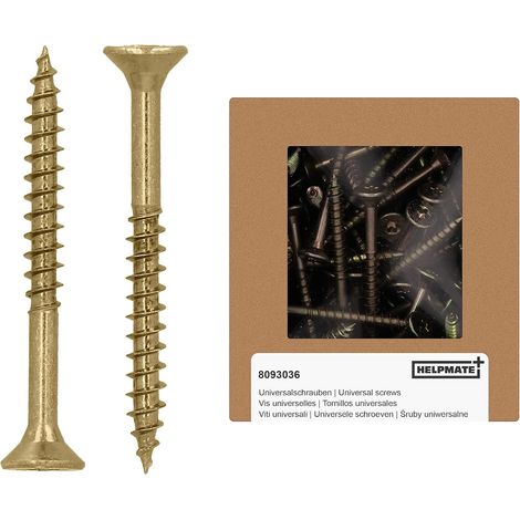 125 Vis À Bois - Tête Fraisée - Filetage Partiel - Entraînement En T - Pour Panneaux De Particules Et Maçonnerie - Intérieur Et Extérieur Protégé - Jaune - 5x50mm