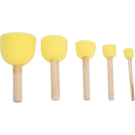 5 pièces Pinceaux Éponges Peinture Enfant DIY avec Manche en Bois pour Loisirs Créatifs (1/5)
