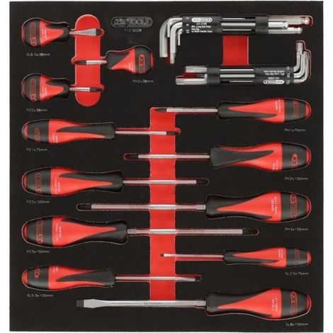 Composición de la herramienta KS TOOLS - Para carro - 3 cajones - 158 piezas - 714.0158 (1/5)