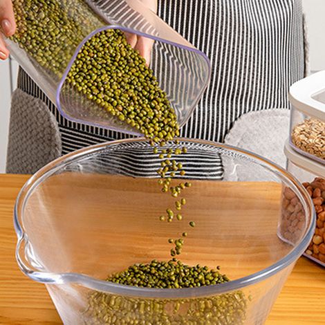 1000 ml PET-Luftdichter Lebensmittelbehälter, Transparenter Trockenbehälter für Müsli, Getreide, Reis, Küchenorganisation (1/5)