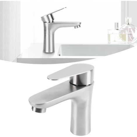 Grifo de lavabo asequible de acero inoxidable 304 con mezclador monomando para un fácil control de la temperatura. (1/5)