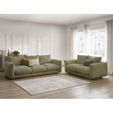 BOBOCHIC - Ensemble canapé droit fixe 3 + 2 places ERNEST Vert (1/5)