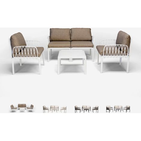 Salotto esterno divano tavolino 2 poltrone Portofino Grand Soleil - Bianco