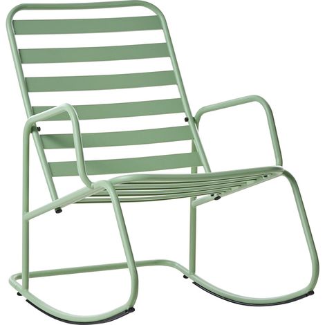 Sedia a dondolo da giardino moderna in metallo Design a doghe per esterni Alluminio Verde Turi (1/5)