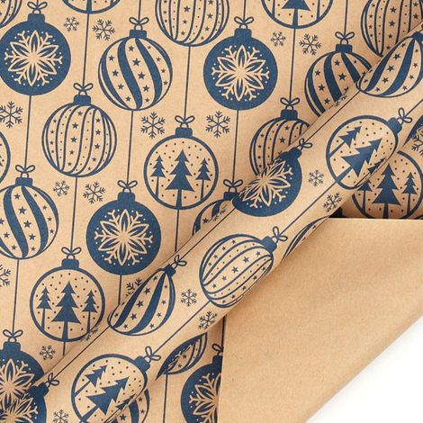 Papier cadeau de Noël (43 cm de large x 3 m de long), grand format, papier kraft écologique.
