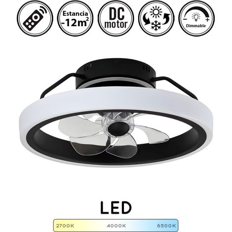 Ventilador de techo con luz silencioso DC con mando Dinirot negro 50 cm invierno-verano color luz regulable (1/5)