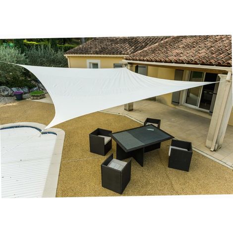 Voile d'Ombrage Blanche Rectangulaire en Polyéthylène - 3 x 4 m - Tissu Aéré Hydrofuge - Angles Renforcés - 4 Anneaux (1/3)
