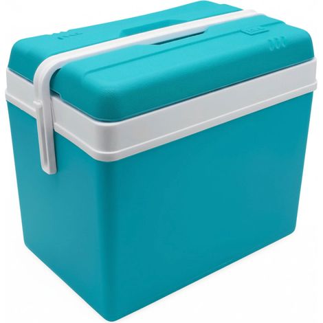 Kühlbox aus Kunststoff 35 Liter - türkis - Outdoor Thermobox mit Tragegriff - Kühltasche Isoliertasche Thermo Behälter für Camping Picknick Festival Garten
