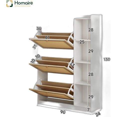 Flur- Garderobenschrank weiß aus Polyester 90 x 24 x 130 cm HOMAIRE (1/5)