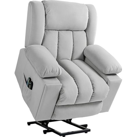 Poltrona relax elettrica alzapersona con massaggio, calore, reclinabile e USB, grigio chiaro (1/5)