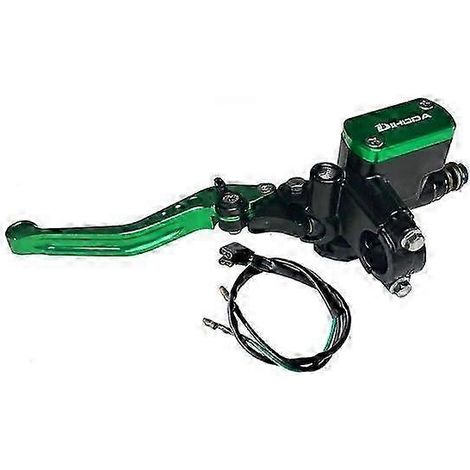 Maître-cylindre de frein/embrayage hydraulique universel à piston de 14 mm pour motos Honda, Yamaha, Kawasaki et Suzuki (kit d'entretien des freins pour véhicules motorisés, vert à gauche) (1/5)