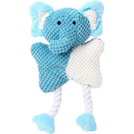 Jouet en peluche interactif pour chiens - Éléphant bleu avec corde, jouet sonore et anti-anxiété (1/5)