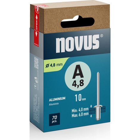Novus Blindnieten Typ A 5 x 10 mm Aluminium 70 Stück Blindnietzange