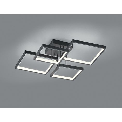 SORRENTO PLAFONIERA LED 24W 2800lm, 3000K 4 QUADRATI NERA DIMMERABILE CON INTERRUTTORE L.52X52CM