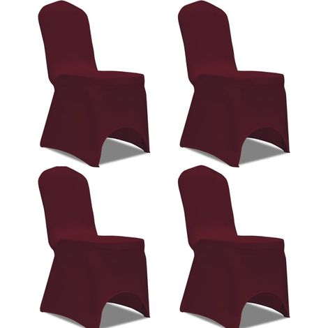 Housse de chaise extensible, 4 pièces, Bordeaux
