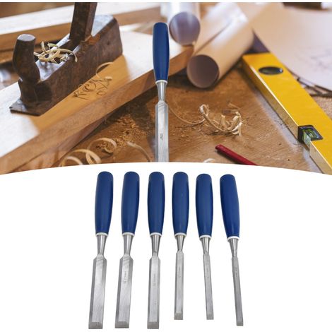 Satz von 6 Holzmeißeln, darunter Flachmeißel, Nutmeißel und Seitenmeißel, 5/16" bis 1". (1/5)