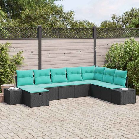 Teenpull – Gartensofa-set 8 Stk. Schwarz Poly-Rattan (1/5)