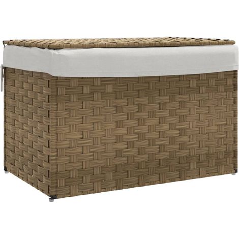 Panier à linge avec couvercle 55,5x35x34 cm résine tressée