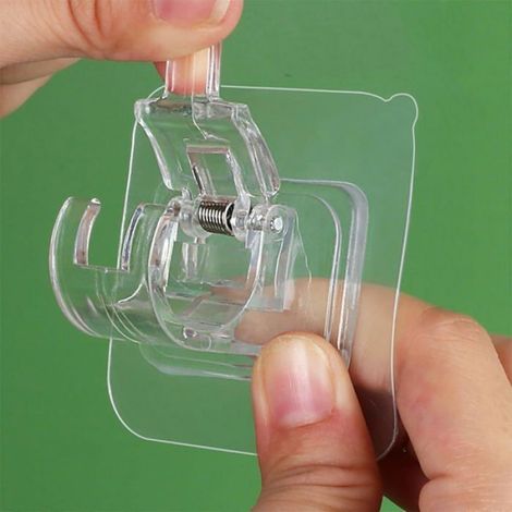 Tringle Rideau Adhésive - Transparente - Sans Percage - Pour Rideaux Et Serviettes - 10 Pièces (1/5)