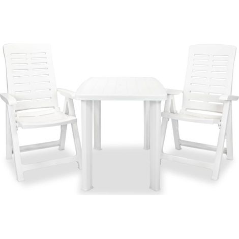 Mobilier de bistro 3 pcs Plastique Blanc 2 (1/5)