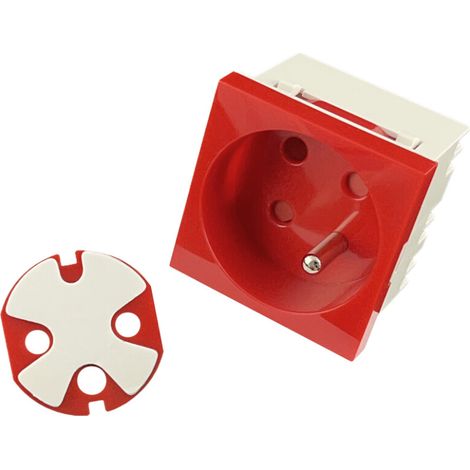 Enchufe eléctrico modular 2P+Z, 45x45, fecha con llave, rojo - acc. (1/4)