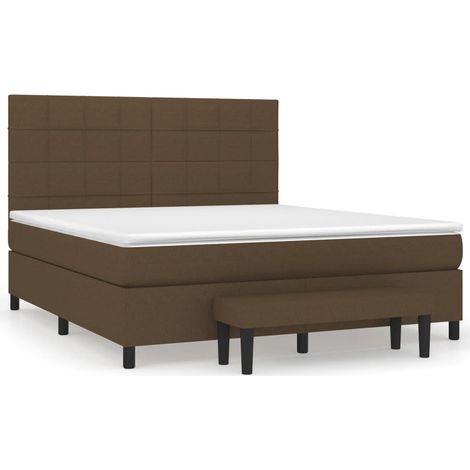 Lit double  Lit adulte  Sommier à lattes de lit avec matelas Marron foncé 160x200 cm (1/5)