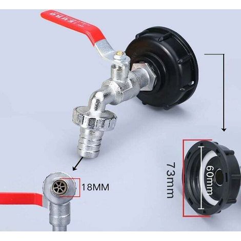 Tap adapter for acid and alkali resistant tank, double adapter for 1/2' IBC rainwater tank with brass tap, fitting for garden hose. (1/5)