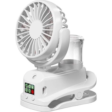 Mini-Ventilator zum Anclipsen, USB-aufladbar, 4 Geschwindigkeitsstufen, geeignet für Zuhause, Kinderwagen, Büro oder Outdoor-Aktivitäten, weiß (1/5)