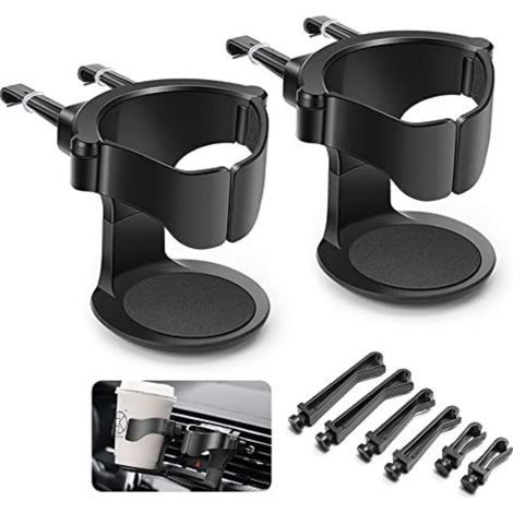 Porte-gobelet voiture 2PCS – Support réglable pour grille d'aération – Plastique ABS résistant – Charge max 1kg – Diamètre max 8,5cm (1/5)