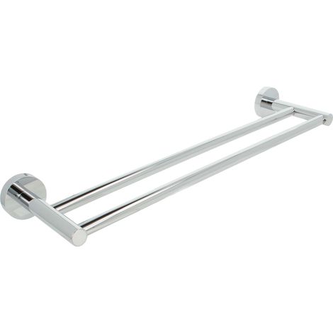 tecuro 8000 Doppel-Badetuchhalter 450 mm, Rohr Ø 15 mm - Metall hochglanzverchromt