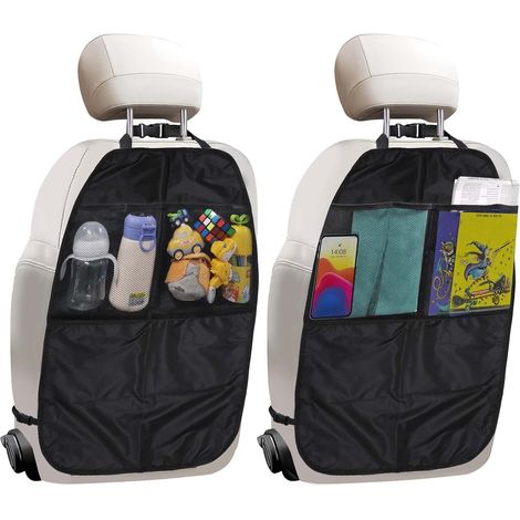 Lot de 2 Protections Dossier de siège Voiture avec Poches + 2 Crochets, Organisateur Enfant Tapis Antisalissure Imperméable pour Siège Arrière Protection Anti-Coup de Pied Facile à Nettoyer et Pliable (1/5)