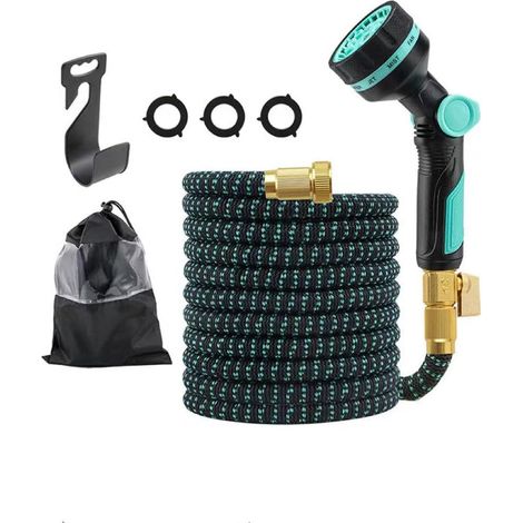 Pistolet Arrosage 10 Modes avec Tuyau Extensible 15M pour Jardin Lavage Voiture Pression Réglable Durable (1/5)