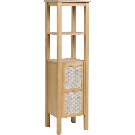 Colonne de salle de bain porte cannage chêne 145 cm (1/5)